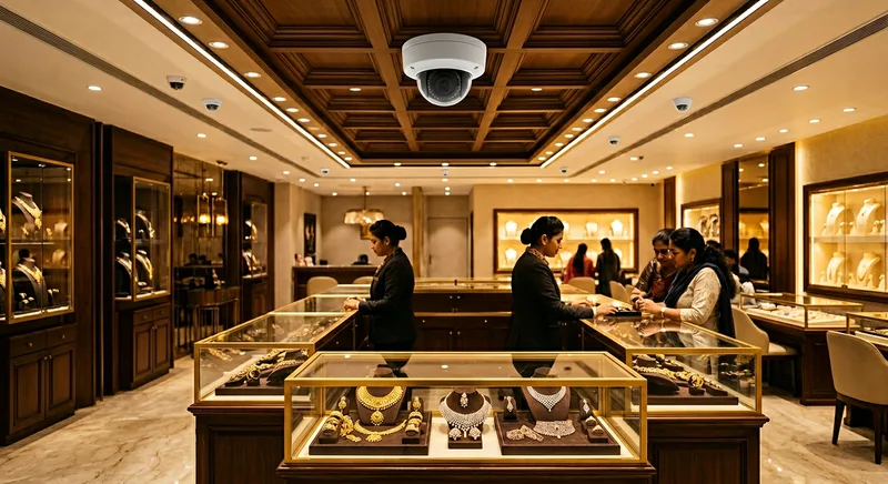 Jewellery showroom CCTV system with IP cameras at Round North, Thrissur