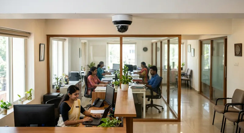 Office IP CCTV system with PoE cameras at Kodungallur