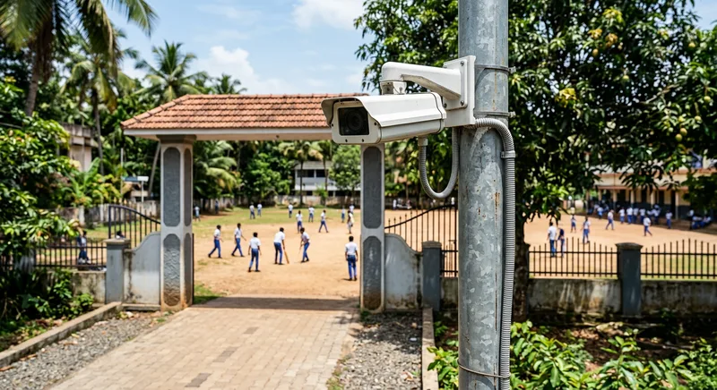 School campus CCTV at Wadakkanchery covering main gate and playground