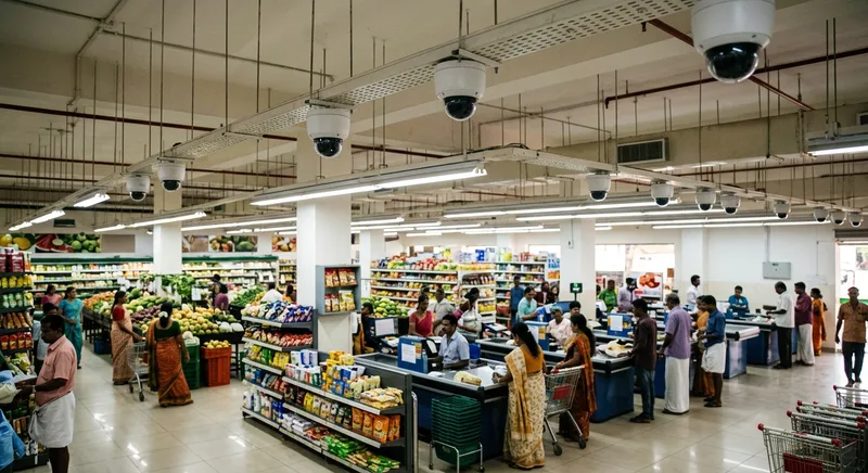 Sixteen camera supermarket CCTV system at an Ollur, Thrissur store